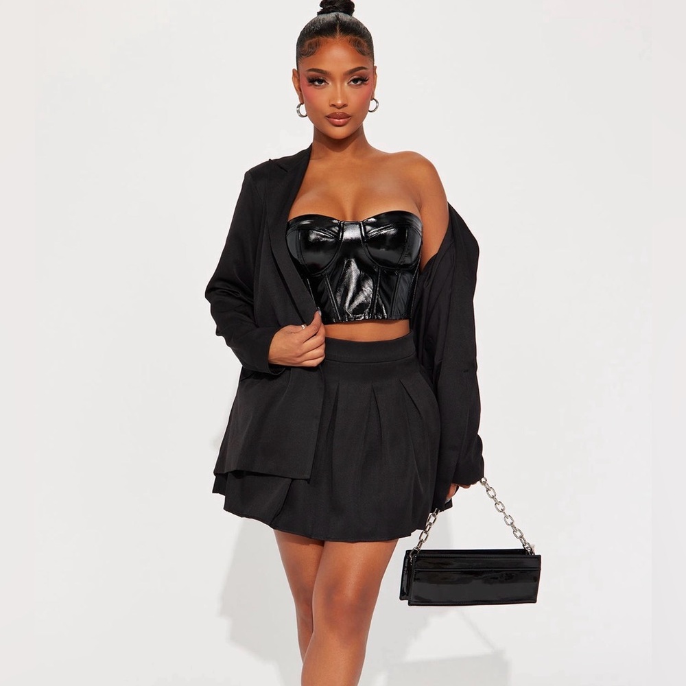 Skirt and Blazer Set - Black